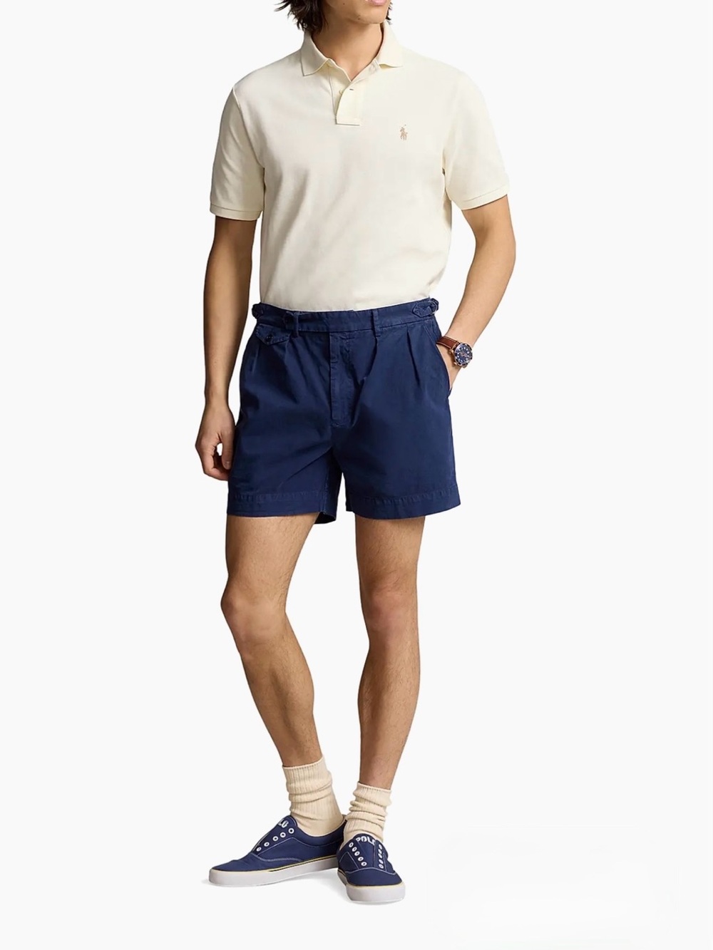 Men’s Polo by Ralph Lauren Cream Short-Sleeve Custom Slim Fit Polo Size L - Picture 3 of 15